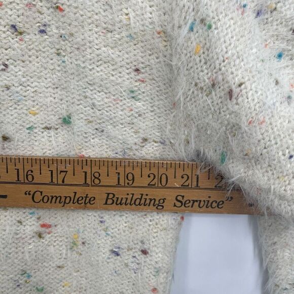 FRNCH Cream Eyelash Confetti V-Neck Button Oversized Cardigan Sweater Medium - Picture 8 of 9